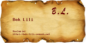 Bek Lili névjegykártya